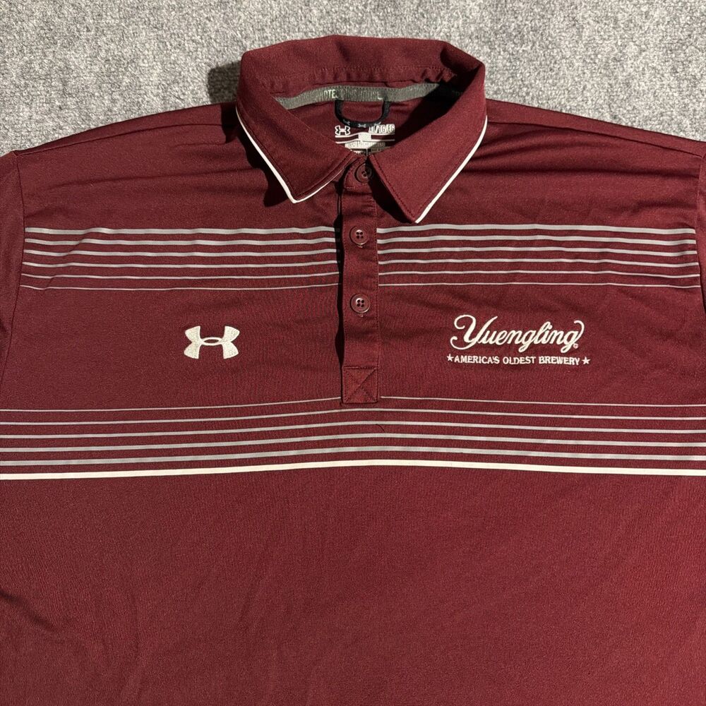 Under Armour Yuengling Brewery Polo Shirt Mens Xl Red Loose Short Sleeve